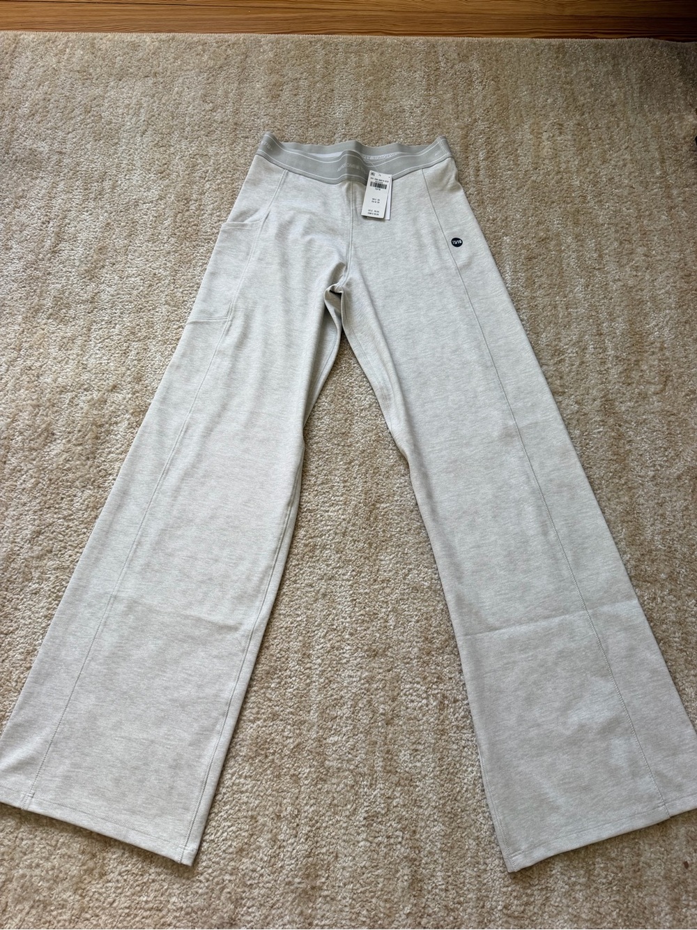 abercrombie kids Light Gray Wide-Leg Cargo Athletic Pants